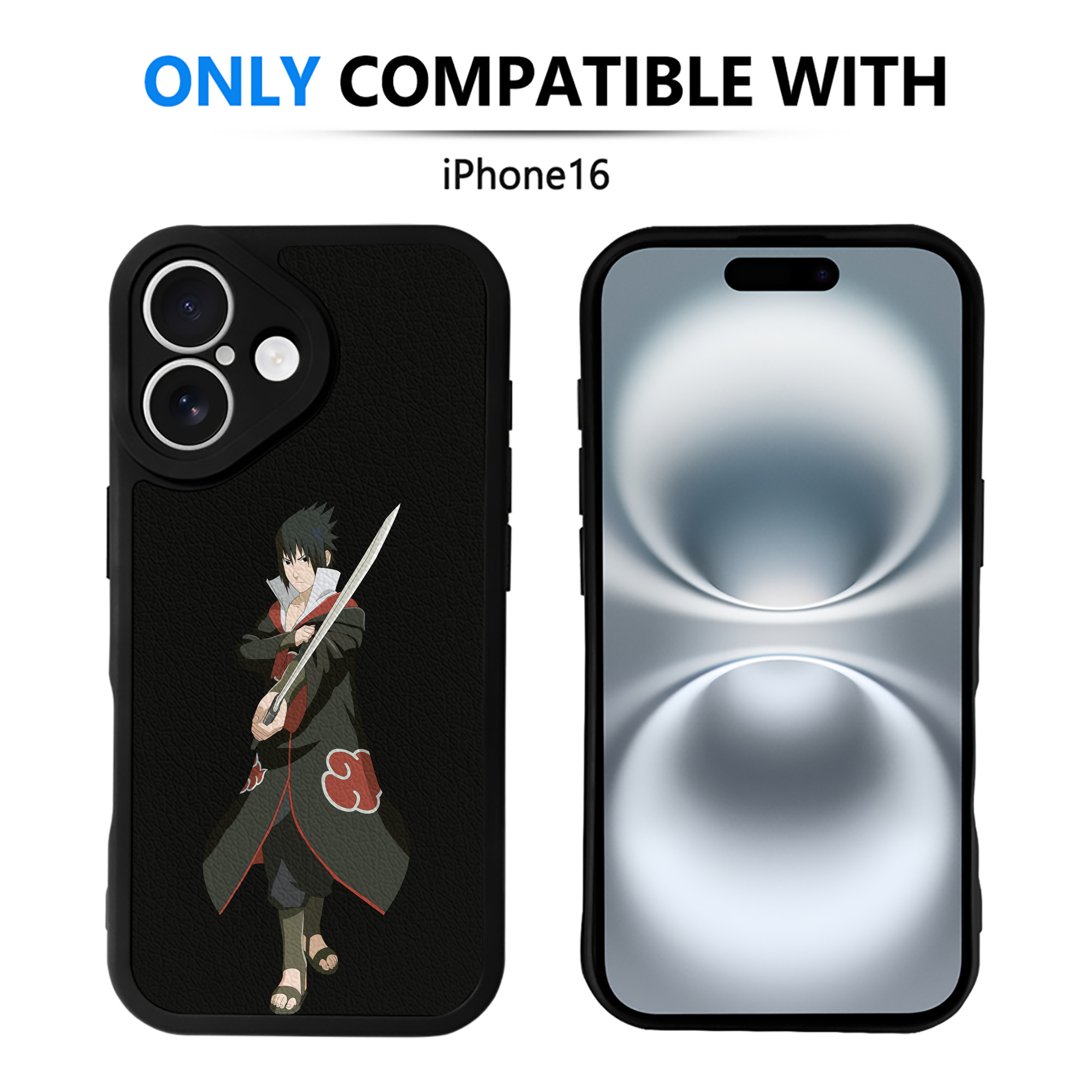 （画像用） NARUTO -ナルト- うちは サスケ Uchiha Sasuke 【iPhone 16シリーズ対応】シリコンスマホケース（レザー調） 材質：シリコン